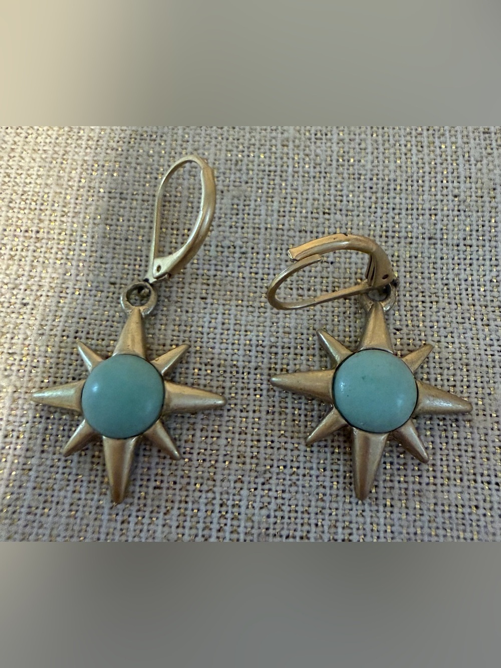 Lia Sophia Starburst Drop Earrings - Blue Gold Tone